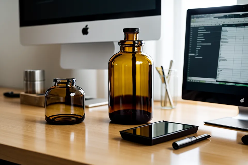 YU SLEEP supplement bottle next to a work laptop and spreadsheet.