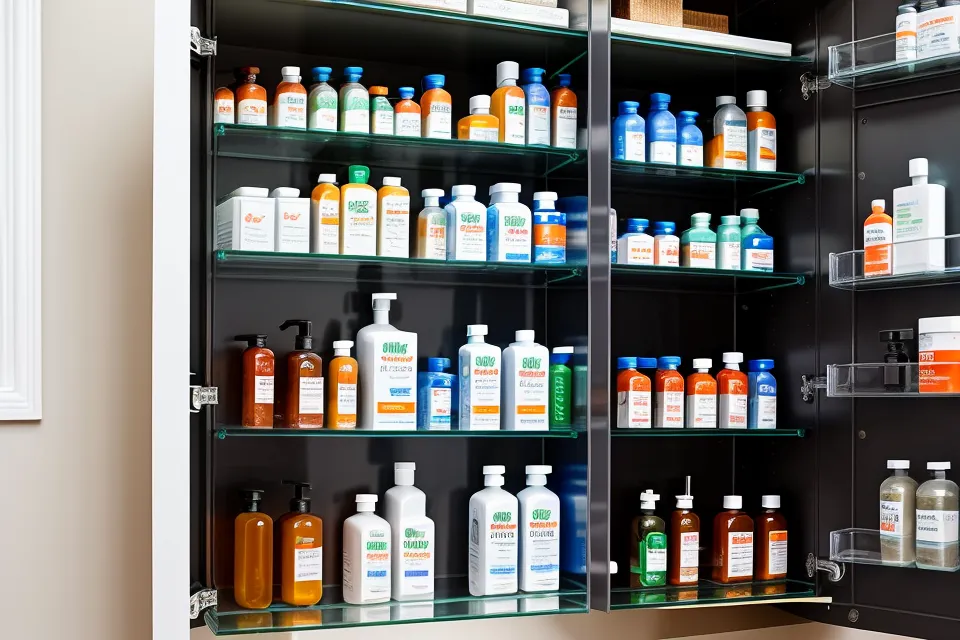 Shelf of lemon balm extract and other sleep supplements next to an operations manager's tracking notebook