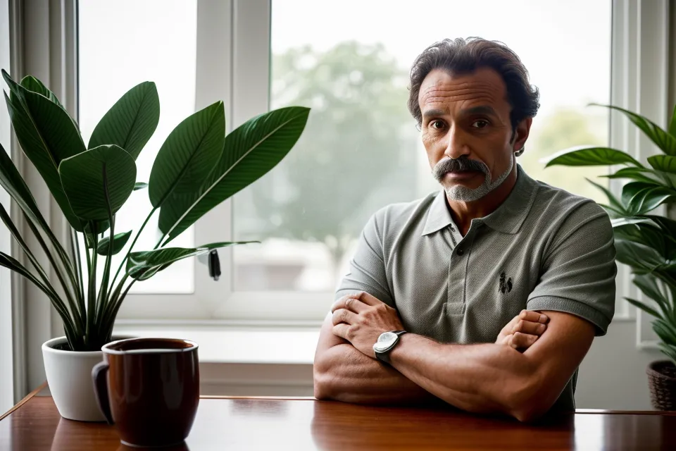 A rested operations manager sitting at his desk in the morning.