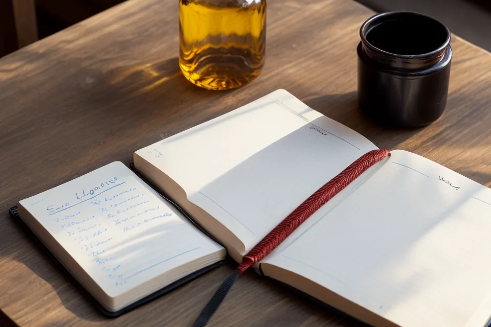 Operations manager logging improved winter sleep scores and vitamin D supplement notes in a notebook