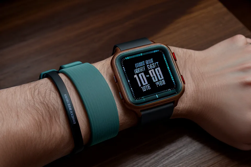 Smartwatch sleep tracking data next to a supplement capsule during a nightly review