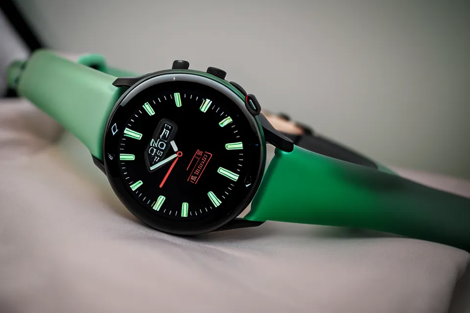 A smartwatch showing a high green sleep recovery score on a man's wrist.