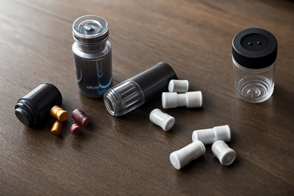 Natural sleep supplement capsules next to a fitness tracker in morning light.