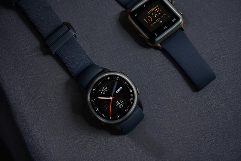 Smartwatch displaying sleep cycle data on a bed